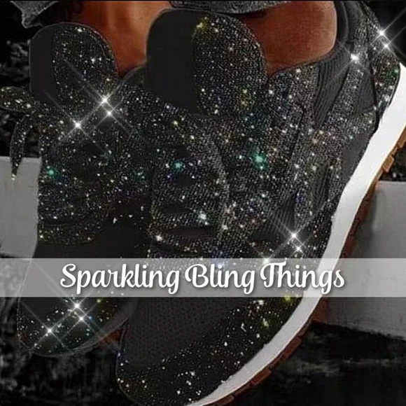 NEW Sparkling Bling Glitter Sneakers Athletic Sports Shoes Silver Black … - Picture 5 of 12